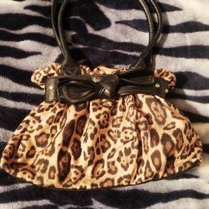 Leopard print & faux leather purse